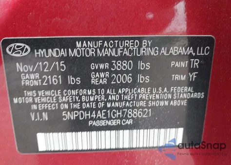 2016 Hyundai Elantra Se z USA, uszkodzony, nr VIN 5NPDH4AE1GH788621